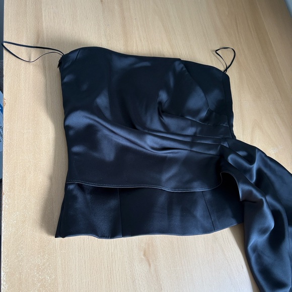 Zara Tops - Zara Black Satin Strapless Peplum Top